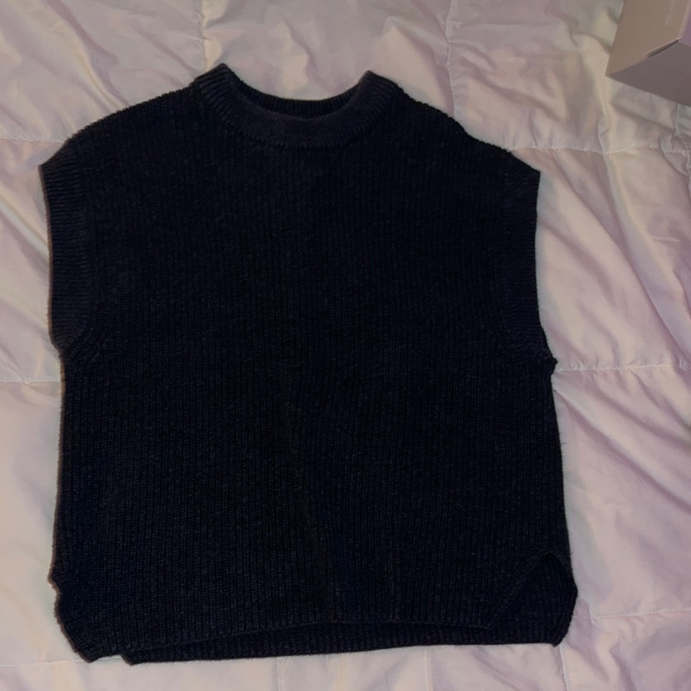Blue Sleeveless Knit Sweater